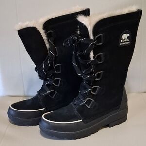 Sorel Black Winter Boots with White Trim